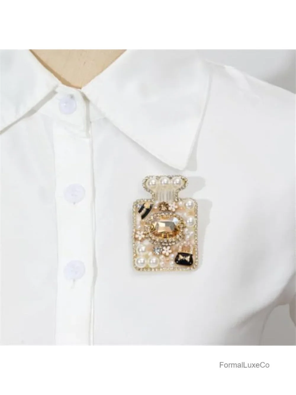 Rhinestone Perfume Bottle Brooch Pin Women's Vintage Crystal Jewelry Accessory